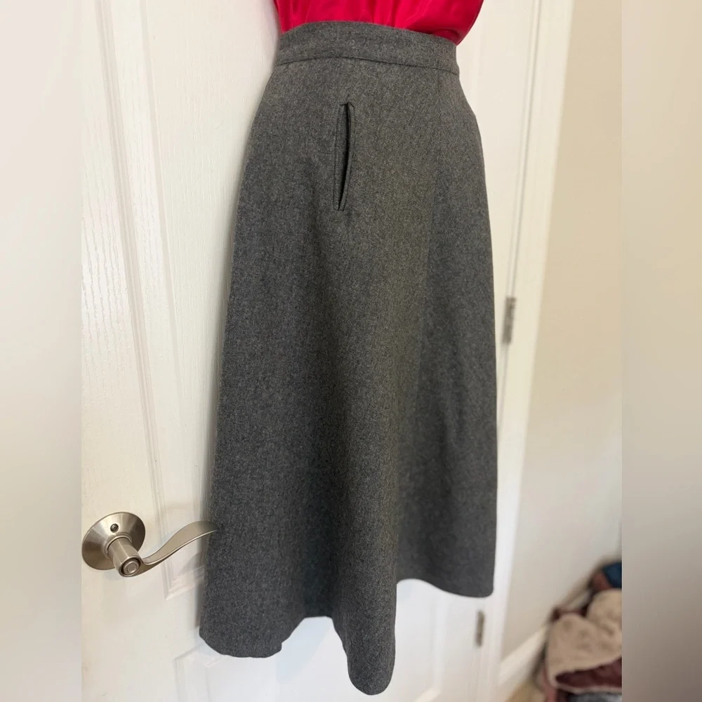 VTG 50s 60s Handmade Gray Wool Full A-Line Skirt, Size S